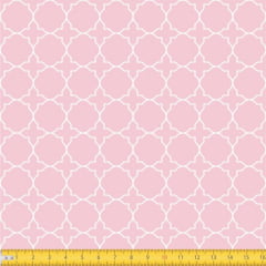 Tecido Tricoline Estampado Arabesco Geometrico Fundo Rosa Bebe Avimor Tecidos