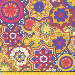 Tecido Tricoline Estampado Mandalas Geométrico Amarelo 6169v01 Tecido Tricoline Estampado Mandalas Geométrico Amarelo 6169v01