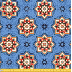 Tecido Tricoline Estampado Mandalas Estrelas Do Oriente Azul 6174v03 Tecido Tricoline Estampado Mandalas Estrelas Do Oriente Azul 6174v03