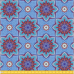 Tecido Tricoline Estampado Mandalas Flor Do Oriente Azul 6170v02 Tecido Tricoline Estampado Mandalas Flor Do Oriente Azul 6170v02