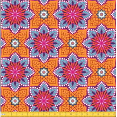 Tecido Tricoline Estampado Mandalas Flor Do Oriente Laranja 6170v03 Tecido Tricoline Estampado Mandalas Flor Do Oriente Laranja 6170v03