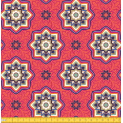Tecido Tricoline Estampado Mandalas Estrelas Do Oriente Laranja 6174v02 Tecido Tricoline Estampado Mandalas Estrelas Do Oriente Laranja 6174v02