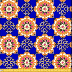 Tecido Tricoline Estampado Mandalas Jardim Do Oriente Azul 5069v01 Tecido Tricoline Estampado Mandalas Jardim Do Oriente Azul 5069v01