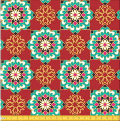 Tecido Tricoline Estampado Mandalas Jardim Do Oriente Vermelho 5069v03 Tecido Tricoline Estampado Mandalas Jardim Do Oriente Vermelho 5069v03
